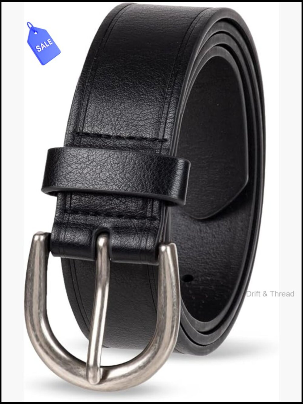 Raw Edge Jean Belt with Wide Waist Strap, 7 Holes